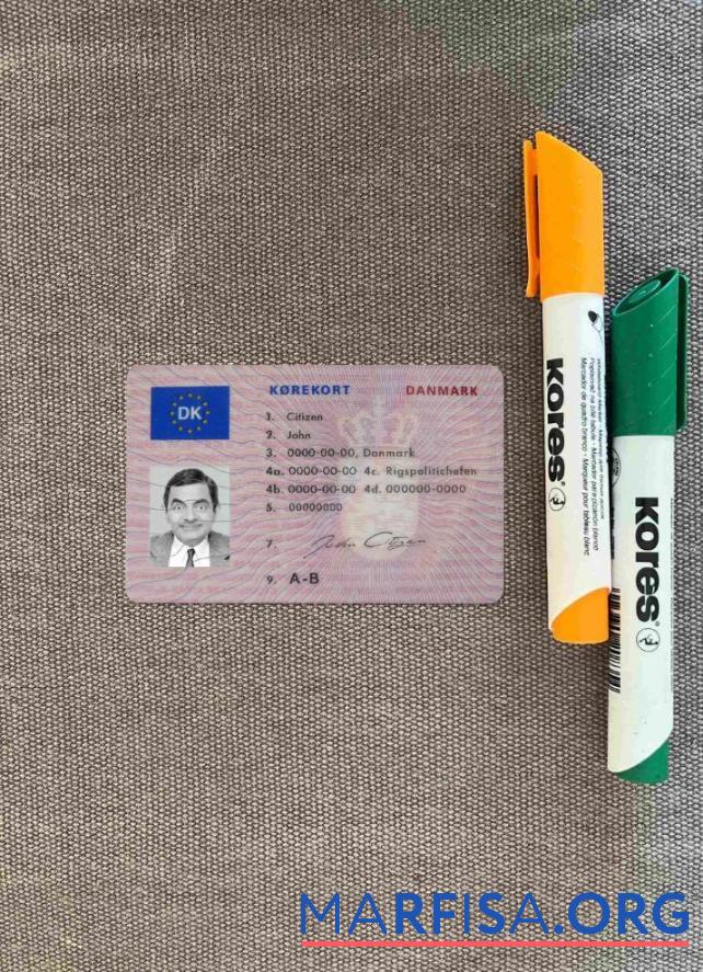 Printable Denmark driving license (1997 2013)photolook sample